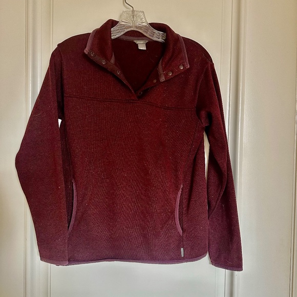 Eddie Bauer Women’s Burgundy Snap-Neck Fleece Pullover – Size S - Picture 2 of 9